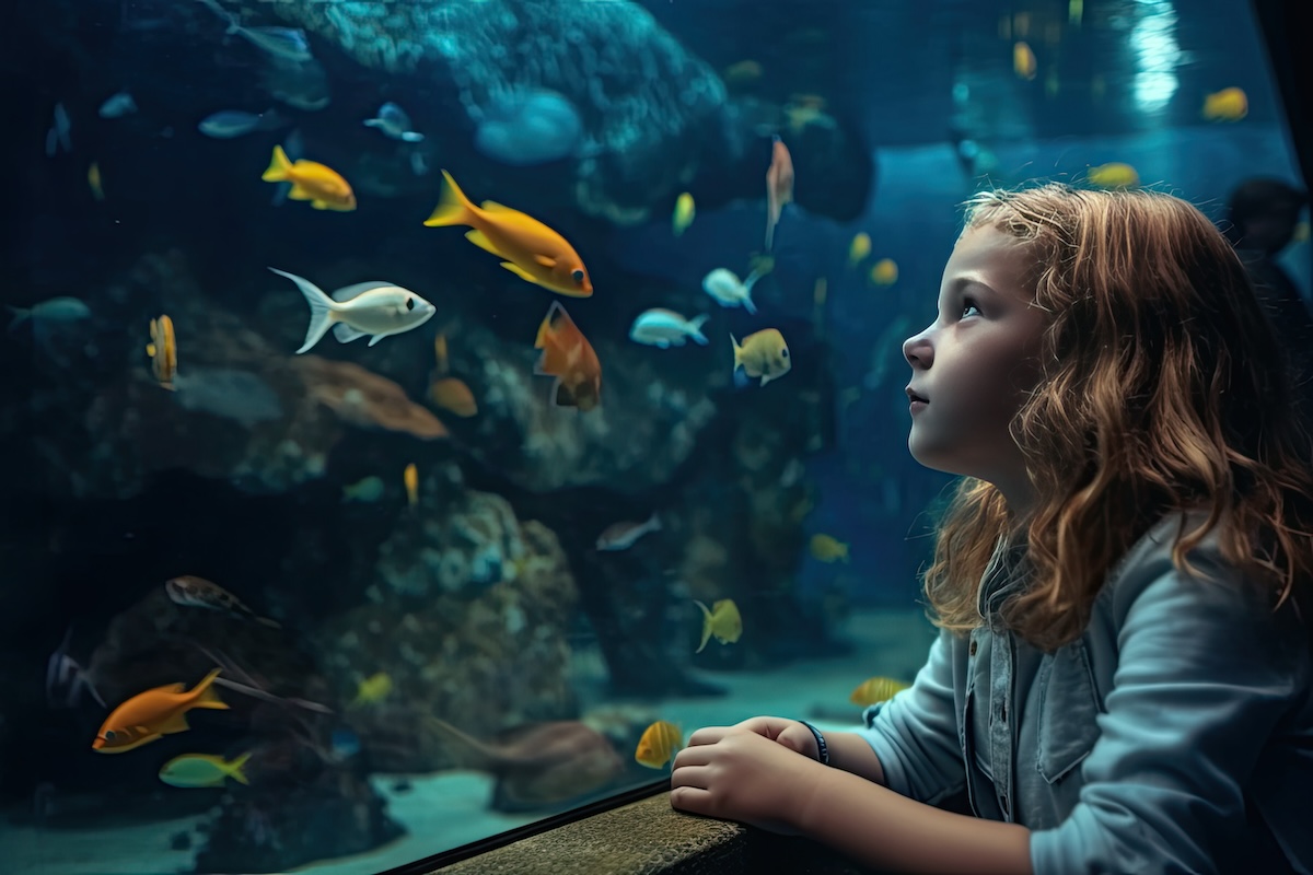 亚特兰大乔治亚水族馆的小女孩